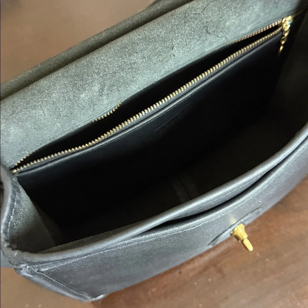 Vintage 90s COACH Willis Black Leather Crossbody Shoulder Bag Purse USA 1602-339 - Picture 8 of 16